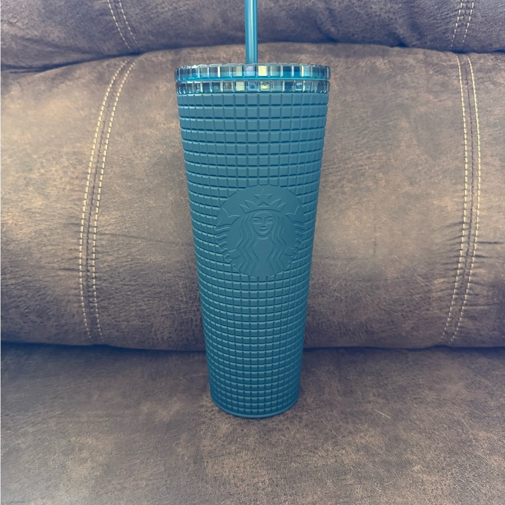 Starbucks Textured Blue Tumbler with Straw